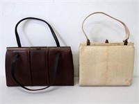 Two vintage lizard skin ladies handbags