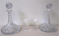 Pair cut crystal ship's decanters