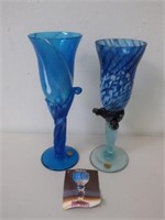 Colin Heaney two art glass wine glasses
