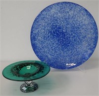 Kosta Boda large signed blue art glass bowl