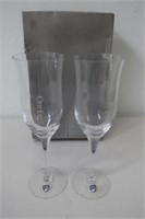 Orrefors pair boxed red wine glasses