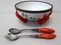 WMF metal mounted porcelain lobster bowl