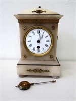 Antique Alabaster gilt metal mantel clock