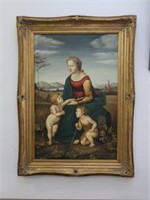 Large gilt framed oil on canvas Madonna