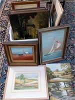 Box of assorted paintings includes