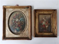 Italian oils on copper Flowers in Florentine frame