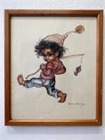 Brownie Downing watercolour Italian Fishing Boy