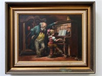 Zoltan Fenyes The Music Lesson Oil on board