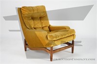 Yellow upholstered arm chair