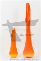 Oversized Tall Orange Glass Vases