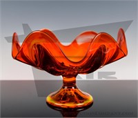 Orange art glass bowl