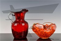 Kanawha glass pitcher and glass bowl