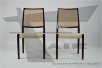 Pair of White J.L. Moller Upholstered Chairs