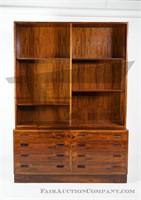 Rosewood Eight Drawer Dresser with Bookcase