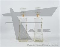 A pair of glass decanters