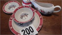 25 PC DINNER SET OF SNOWMAN DISHES INCLUDING