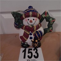 SNOWMAN PITCHER 8 IN (SMALL CHIP ON FRONT)
