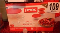 22 PIECE PYREX GLASS BAKE WARE SET (NEW IN