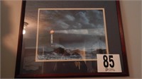FRAMED MATTED LIGHTHOUSE PRINT 17 X 21 IN