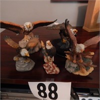 FIVE ASSORTED EAGLE FIGURINES 5.5 IN AND 4 IN