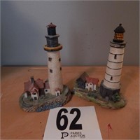 TWO LIGHTHOUSE FIGURINES 7 IN