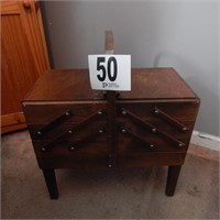 VINTAGE WOODEN SEWING BOX STAND