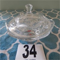 LEAD CRYSTAL DISH WITH LID 9 IN