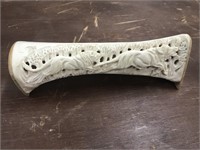 Giraffe Bone Carving, Lion Chasing Cape Buffalo