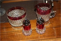4 Pieces of Cranberry Glass