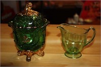 Green Candy Dish & Pitcher