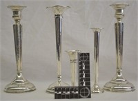 5 pcs. Sterling Silver Candle Sticks & Bud Vases