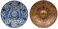 2) HISPANO-MORESQUE REVIVAL POTTERY CHARGERS