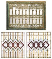 (3) ARCHITECTURAL PAINTED WOOD & IRON PANELS