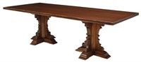 SPANISH GOTHIC REVIVAL DOUBLE PEDESTAL TABLE