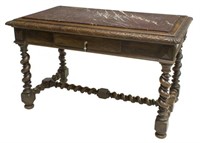 FRENCH LOUIS XIII STYLE TWIST LEG LIBRARY TABLE