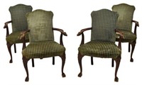 (4) CHIPPENDALE STYLE CARVED EAGLE HEAD ARMCHAIRS