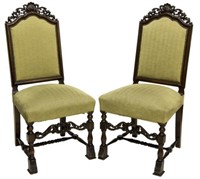 (PAIR) SPANISH UPHOLSTERED SIDE CHAIRS