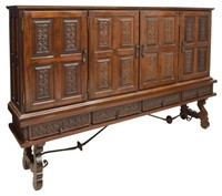 SPANISH BAROQUE-STYLE CARVED WALNUT SIDEBOARD