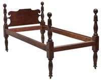 AMERICAN PRIMITIVE MAHOGANY CANNONBALL ROPE BED