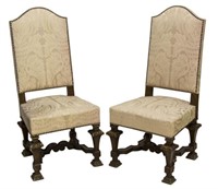 (2) SPANISH BAROQUE STYLE UPHOLSTERED SIDE CHAIRS