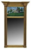 FEDERAL STYLE REVERSE PAINTED MIRROR MOUNT VERNON
