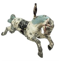 CHILD'S METAL POLYCHROME PAINTED CAROUSEL HORSE