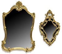 (2) FRENCH LOUIS XV STYLE GILTWOOD WALL MIRRORS