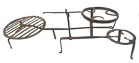 (3) 18TH / 19TH C. FORGED IRON TRIVETS & BROILER