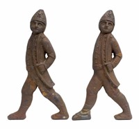 (2) AMERICAN CAST IRON HESSIAN SOLDIER ANDIRONS