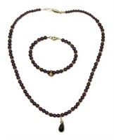(2) ESTATE RUBY & 14KT GOLD BEADED JEWELRY GROUP