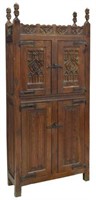 GOTHIC STYLE FOUR DOOR CABINET, 19TH C.,