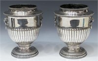 (2) ENGLISH SILVERPLATE URN CHAMPAGNE COOLERS