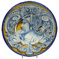 LARGE SPANISH EARTHENWARE MAJOLICA WALL CHARGER