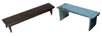 (2) AMERICAN PRIMITIVE PAINTED KNEELING BENCHES